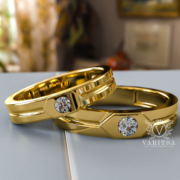 0.17ct Brilliant Diamond Gold His & Hers Wedding Band - 01BU04